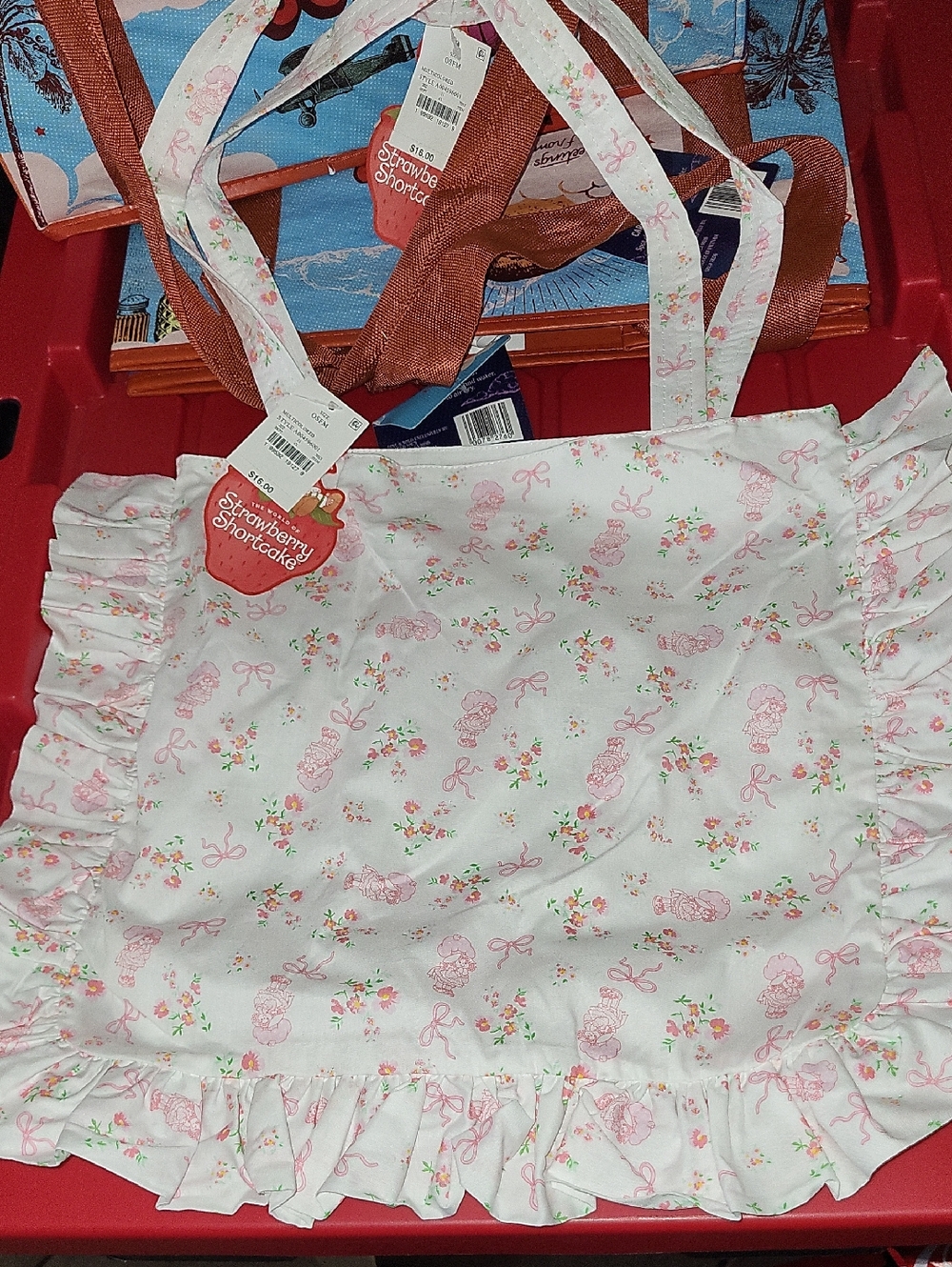 Strawberry Shortcake Pink & White Ruffle Tote Bag
